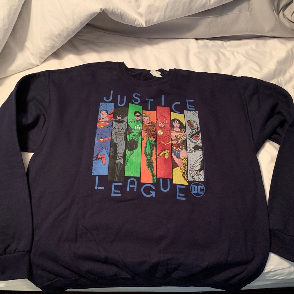 Jerzees brand Justice League black crew neck sweatshirt size XL